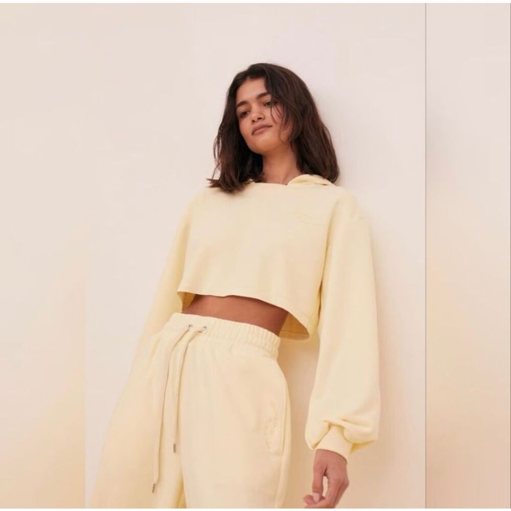 For Love & Lemons For Love & Leisure Cropped Hoodie Yellow XS